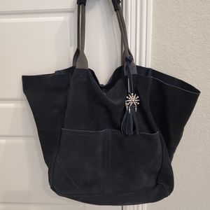 Navy seude tote